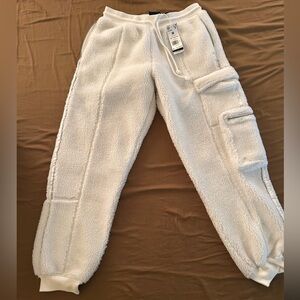 Adidas White Sherpa Joggers—Ivy Park